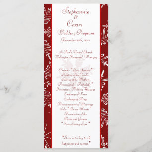 25 4x9 Programme de mariage Noël Red Snowflakes