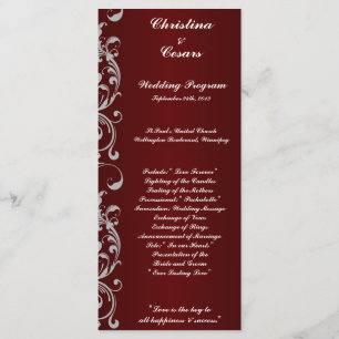 25 4x9 Programme de mariage Noir Maroon Gris Fils