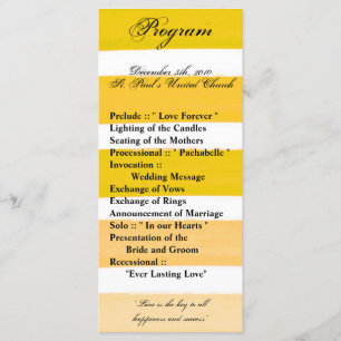 25 4x9 Programme de mariage Ombre Stripe Yellow Li