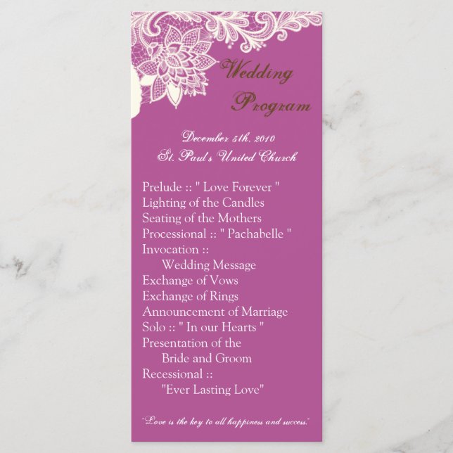 25 4x9 Programme de mariage Orche en dentelle vict (Devant)