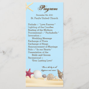 25 4x9 Programme de mariage Plage Coques de mer Sa