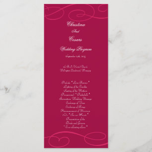 25 4x9 Programme de mariage Raspberry Pink Loops/S
