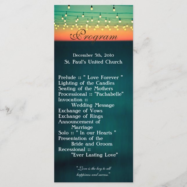 25 4x9 Programme de mariage Sunset String Lights Y (Devant)