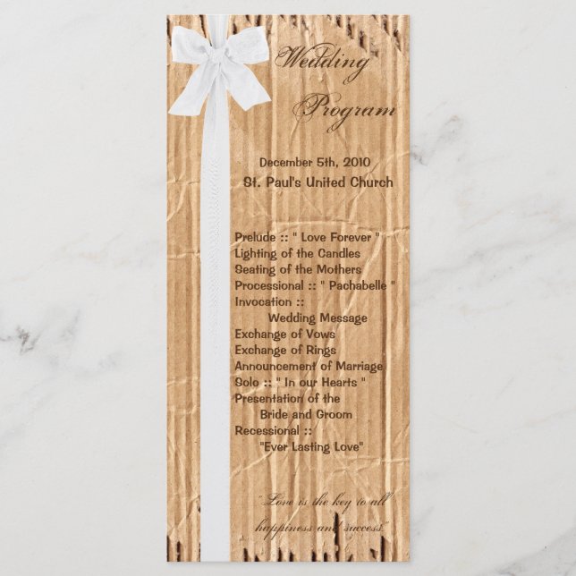 25 4x9 Programme de mariage Torn Carton Moving Box (Devant)