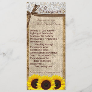 25 4x9 Programme de mariage Tournesol Dentelle Nom