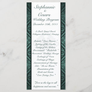 25 4x9 Programme de mariage Turquoise Ornate Damas