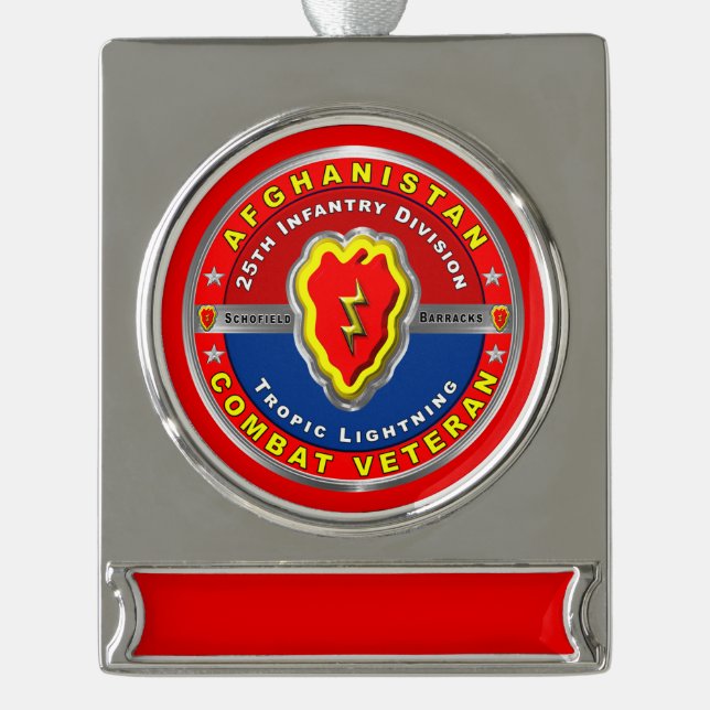 25. Abteilung Infanterie "Afghanistan Veteran" Banner-Ornament Silber (Vorderseite)