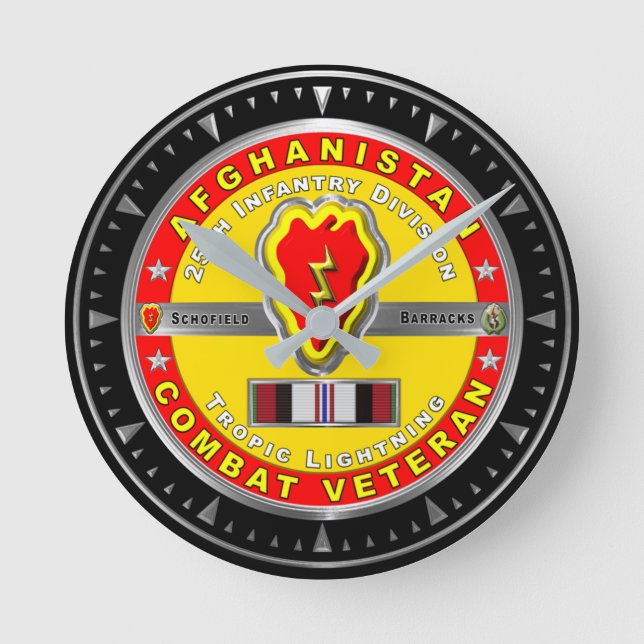 25. Abteilung Infanterie "Afghanistan Veteran" Runde Wanduhr (Vorderseite)