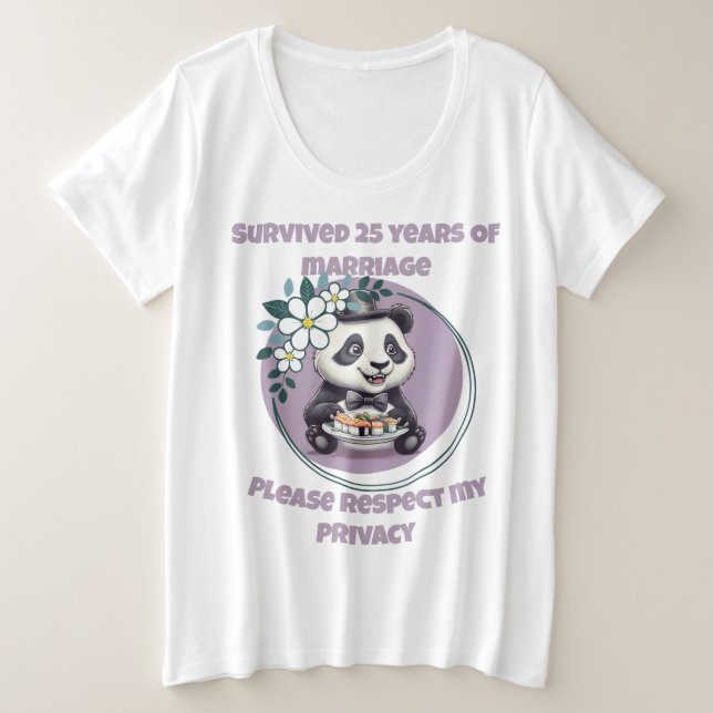 25 ans mariés - Respectez ma vie privée Panda (Design devant)