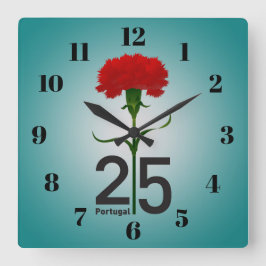 25. April, die Revolution der Nation, Portugal Quadratische Wanduhr