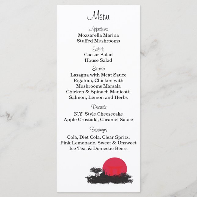 25 Balises de menu japonais Rising Sun Mariage (Devant)