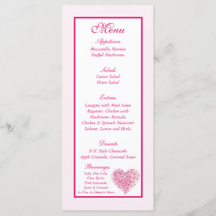 25 Balises du menu Mariage de coeur rose pâle