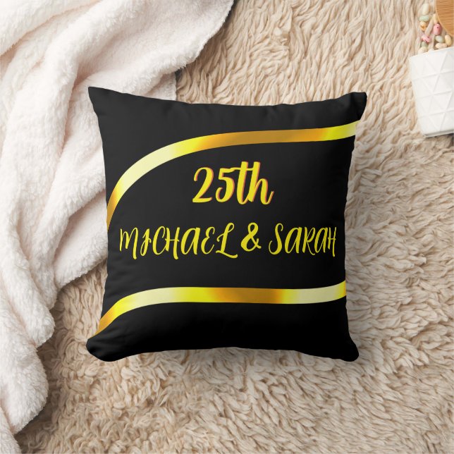 25. Black Gold Hochzeit-Jubiläum-Geschenk Kissen (Decke)