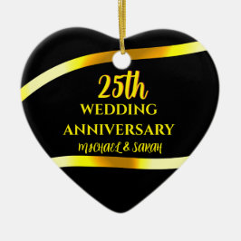 25. Black Gold Wedding Jubiläum Geschenk Keepake Keramik Ornament