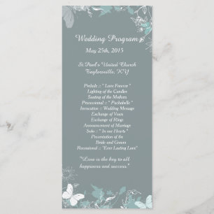 25 blauer Schmetterlings-Blumenhochzeits-Programme Programm