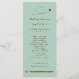 25 Blue Airplane Heart Wedding Programs Programm