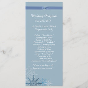 25 Blue Snowflake Winter Wedding Programme