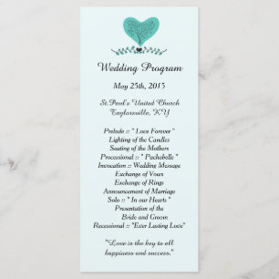 25 Blue Tree and Heart Wedding Programs Programm