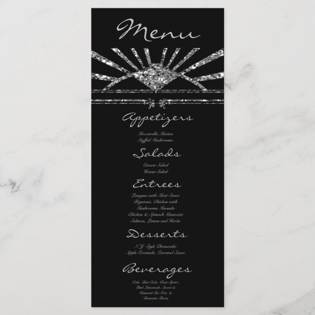 25 cartes à menu Art Déco Roaring 20s Gatsby Style (Devant)