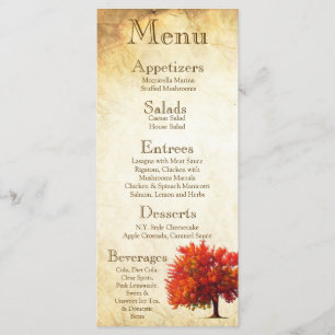 25 Cartes de menu Automne Arbre Automne Papier vie