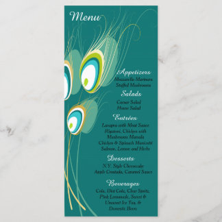 25 Cartes de menu bleu Peacock