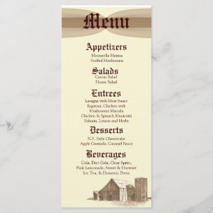 25 Cartes de menu Campagne Vintage Grange Ferme Si