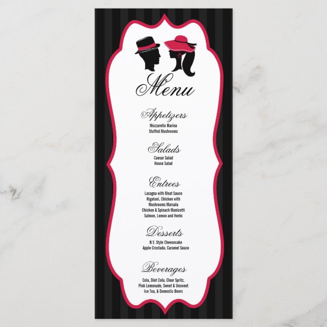 25 Cartes de menu Casquettes formels élégants Casq (Devant)