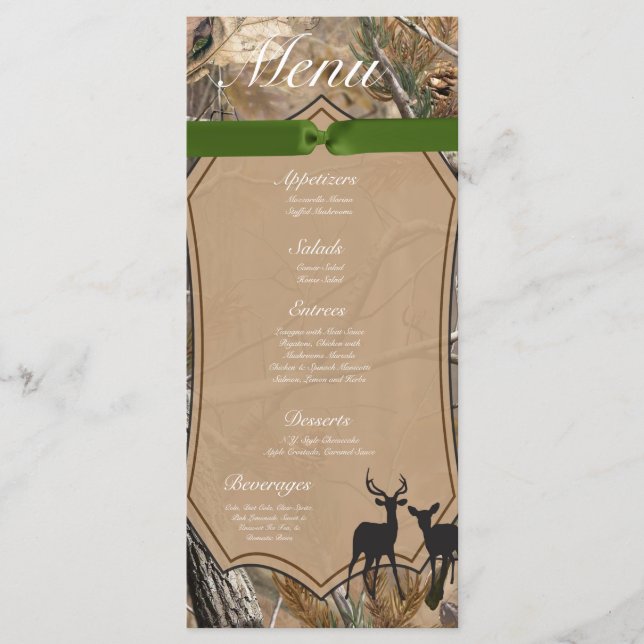 25 Cartes de menu Chasseurs Camo Camoflauge Deer (Devant)