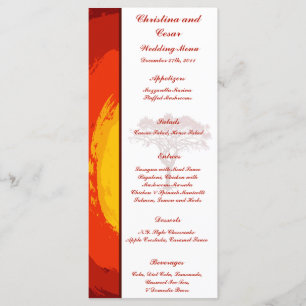 25 Cartes de menu Coucher de soleil rouge en Afriq