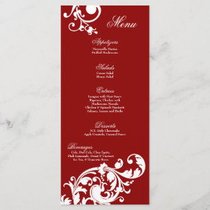 25 Cartes de menu Fleur Fleurs de Fleurs Rouge Flo
