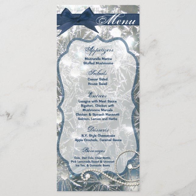 25 Cartes de menu Glace brisée Verre d'hiver brisé (Devant)