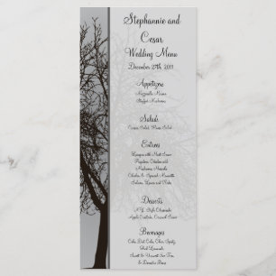 25 Cartes de menu Gris Arbres d'hiver Neige nu