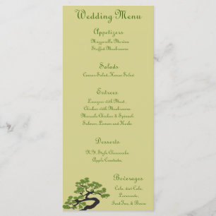 25 Cartes de menu Japonais Vert Bonsai Arbre Olive