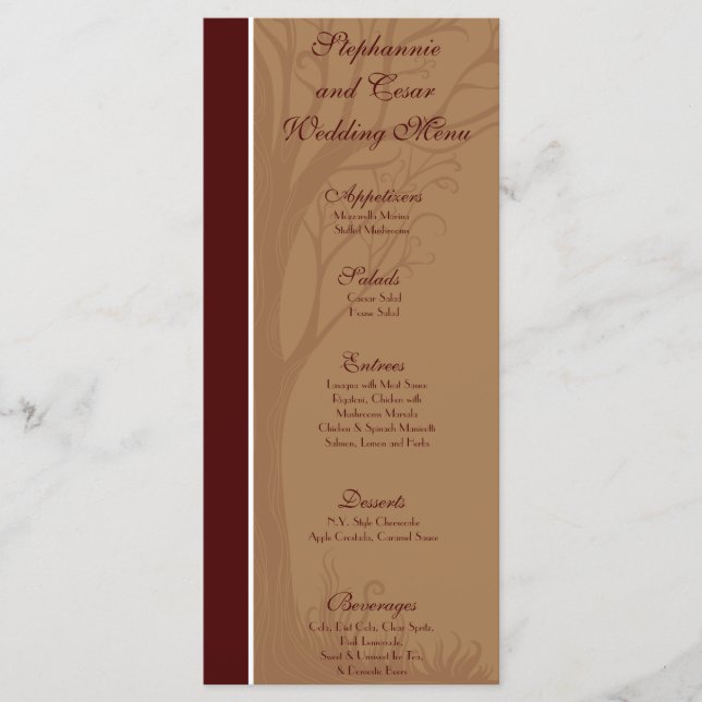 25 Cartes de menu Love Autumn Tree (Devant)