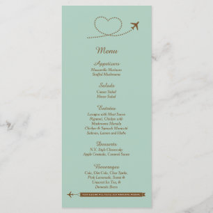 25 Cartes de menu Mariage Coeur d'avion bleu