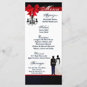 25 Cartes de menu Marine Uniform Groom Bride robe