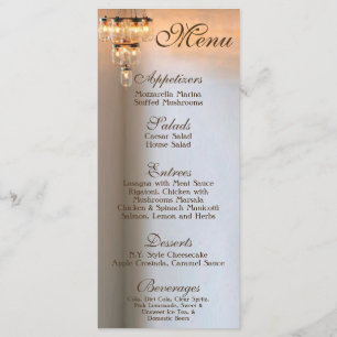 25 Cartes de menu Mason Jar Chandelier bougies rus