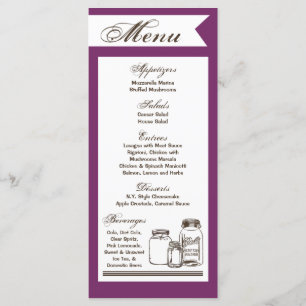 25 Cartes de menu Mason Jar Pays Vases rustiques B