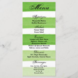 25 Cartes de menu Ombre Stripe Green Line Fade Wat