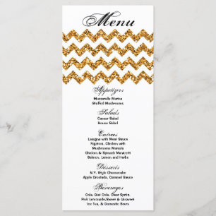 25 Cartes de menu Parties scintillant or Chevron Z