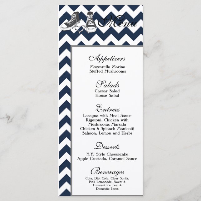 25 Cartes de menu Tissu d'impression Chevron Strip (Devant)