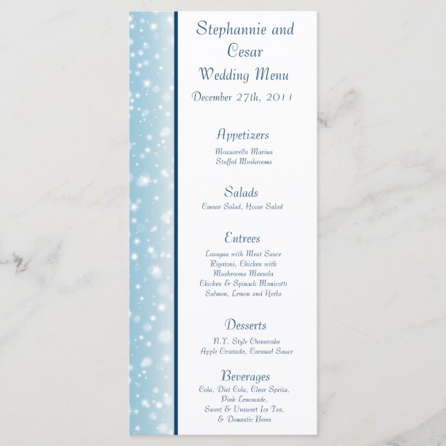 25 Cartes De Menu Twinkling Neige / Arbre Nu (Devant)