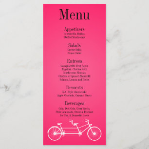 25 Cartes de menu Whimsical Hot Pink Black Double 