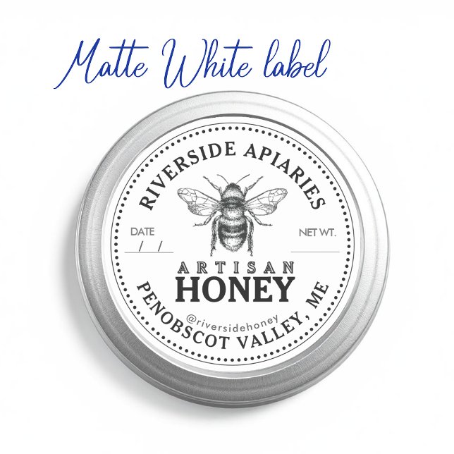 25 Custom Mason Jar Honey Labels 2,25" mit Biene (Von Creator hochgeladen)