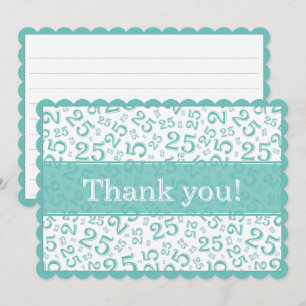 25 "Danke!" Teal/Weiß Zahlenmuster Dankeskarte