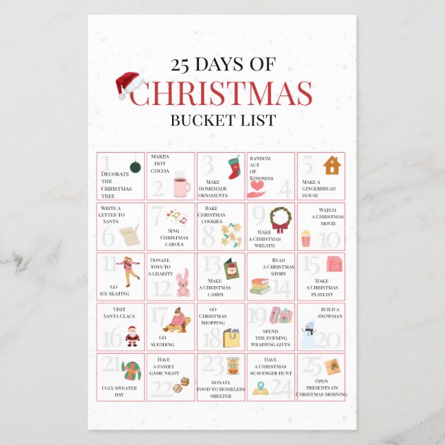 25 Days of Christmas Bucket List Art Flyer (Vorne)