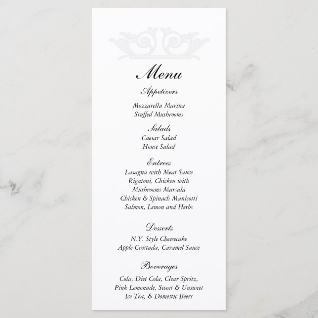 25 Élégantes Balises de menu Mariage blanc/argent (Devant)