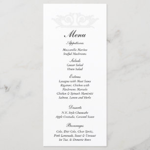 25 étiquettes élégantes de menu de blanc/noces