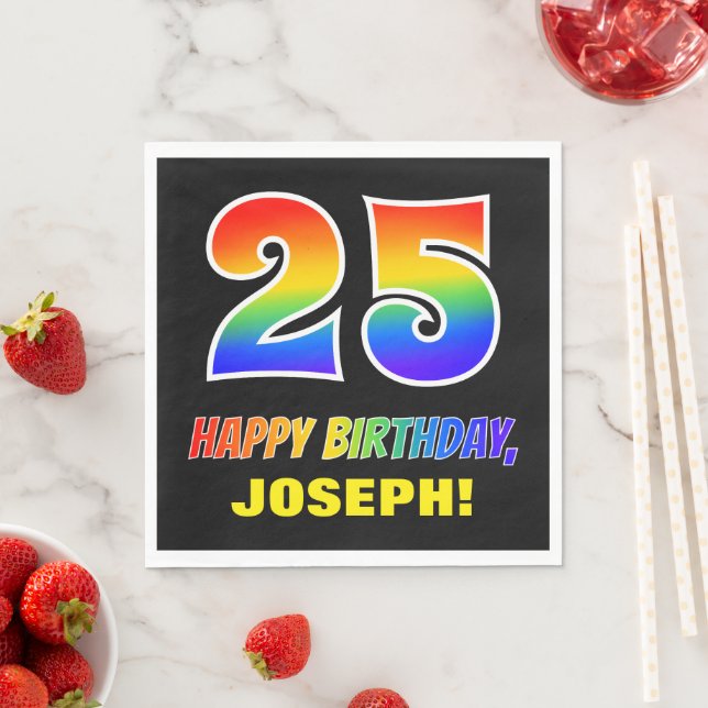 25. Geburtstag: Bold, Fun, Simple, Rainbow 25 Serviette (Beispiel)