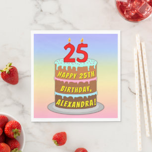 25. Geburtstag: Fun Cake and Candles + Individuell Serviette
